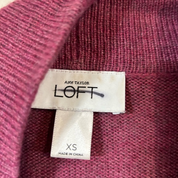 LOFT Ann Taylor Magenta Rabbit Hair Blend Cardigan Sweater Size XS-oversized - Picture 4 of 4